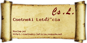 Csetneki Letícia névjegykártya